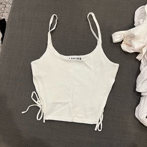 Adorable iamgia white tank with ties on side! Barely worn!